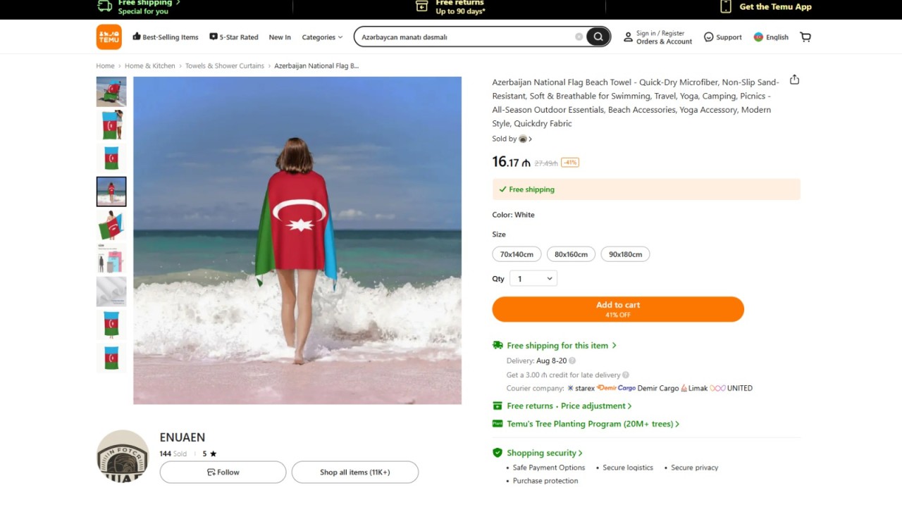 "Temu"dan Azərbaycan manatı və bayrağına qarşı hörmətsizlik - FOTOLAR